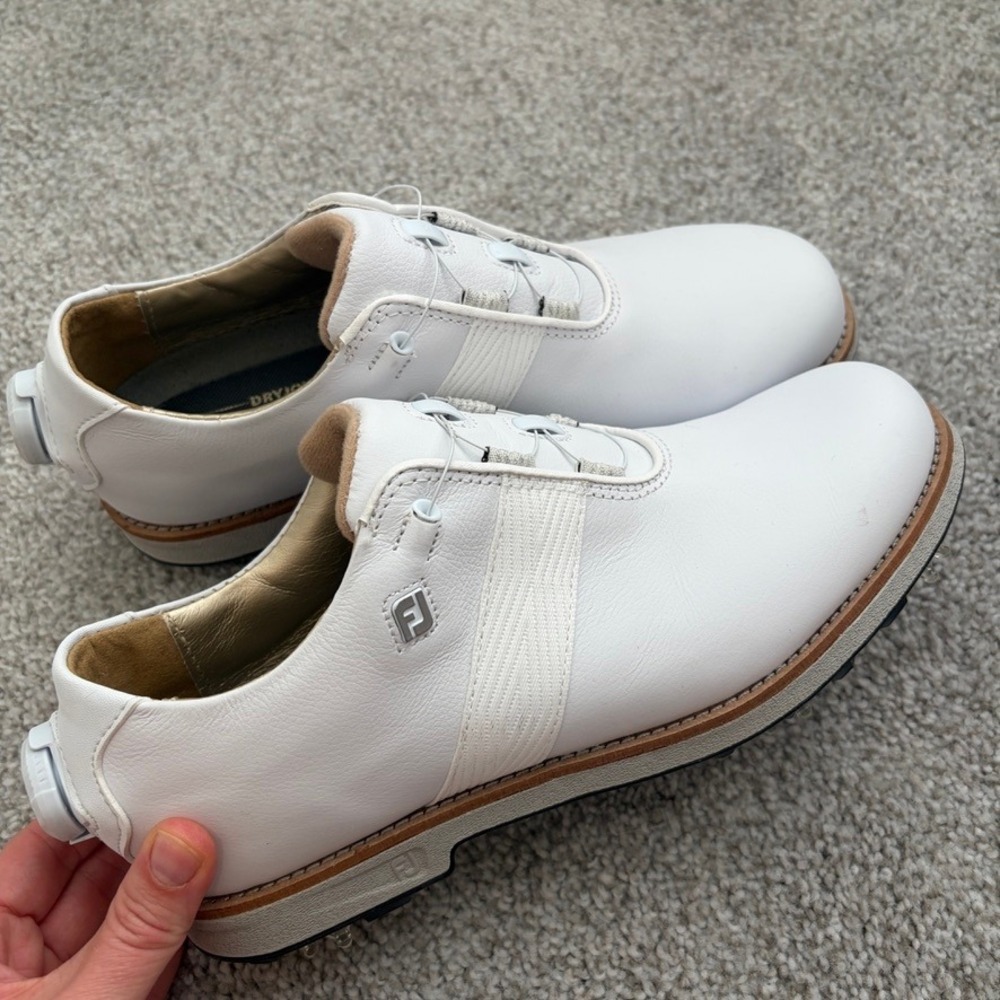 FootJoy DryJoys Premiere Series Golf Shoes Womens 7 White Leather BOA Spiked